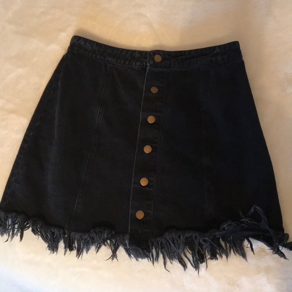 Forever 21 Black Button Down Denim Skirt